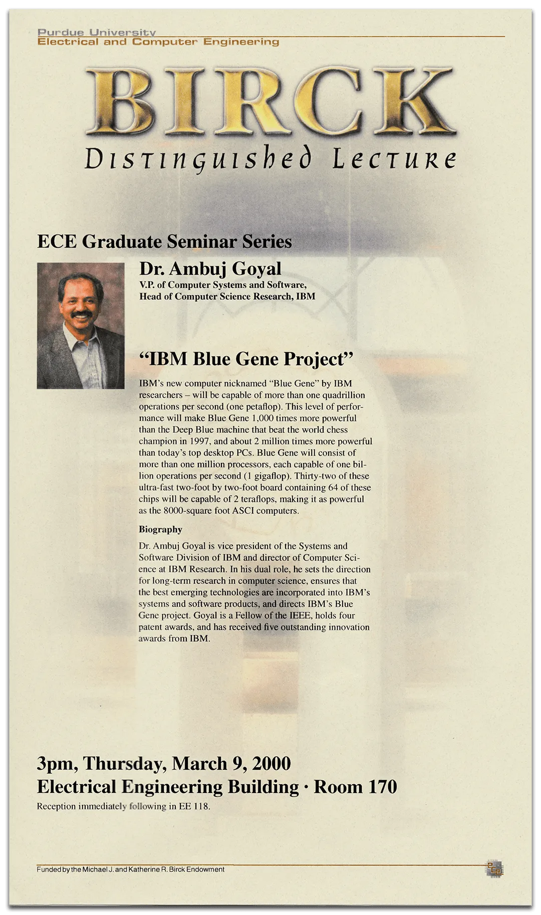 Birck Distinguished Lecture poster