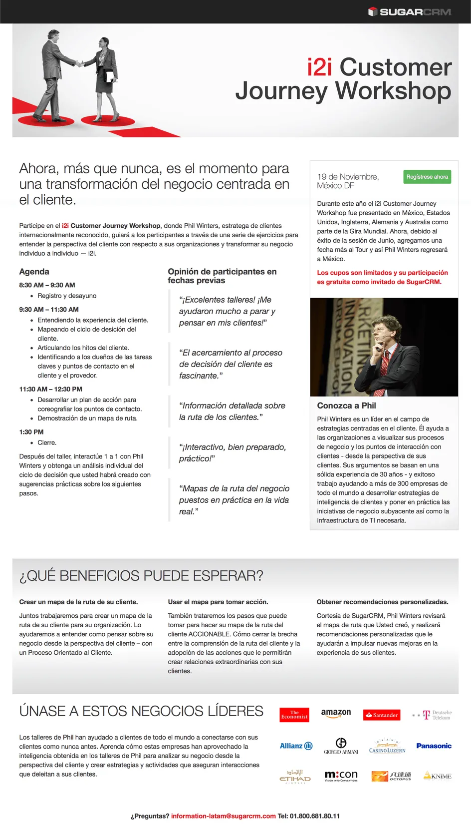 SugarCRM Customer Journey Workshop Mexico landing page