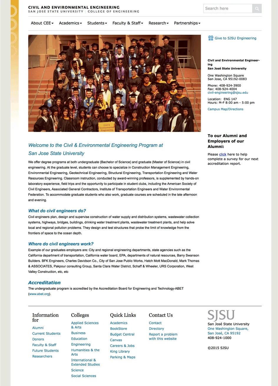 SJSU Civil & Environmental Engineering website