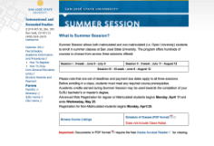 SJSU Summer Session website